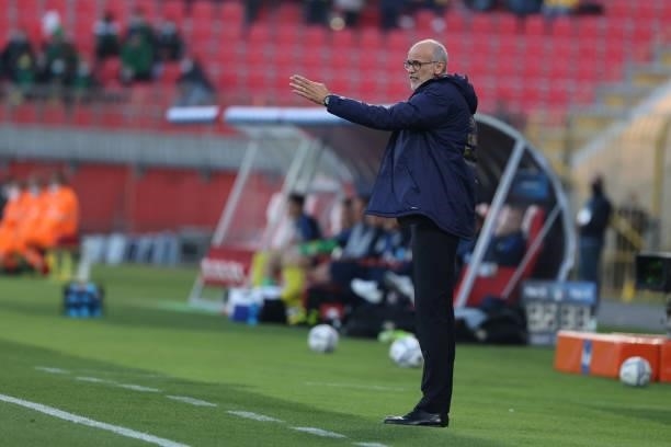 Paolo Nicolao Head Coach of U21 Italy gestures during the UEFA European Under-21 Championship Qualifier football match between Italy U21 and Sweden...