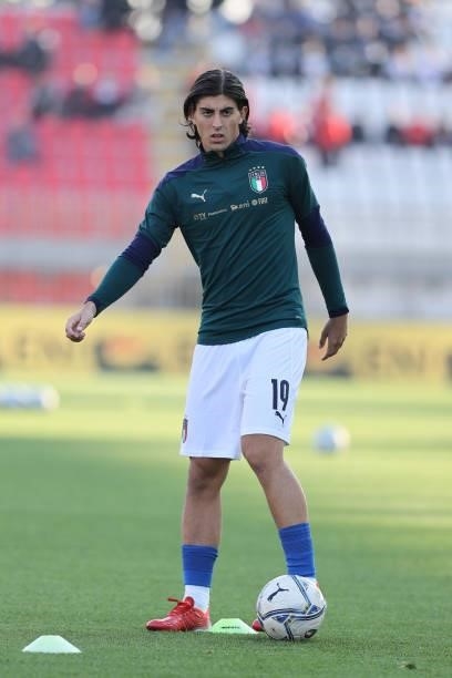 Filippo Ranocchia of U21 Italy warms up during the UEFA European Under-21 Championship Qualifier football match between Italy U21 and Sweden U21 at...