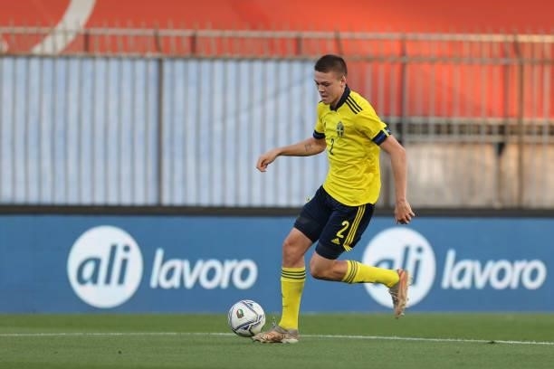 Emil Holm of U21 Sweden in action during the UEFA European Under-21 Championship Qualifier football match between Italy U21 and Sweden U21 at U-Power...