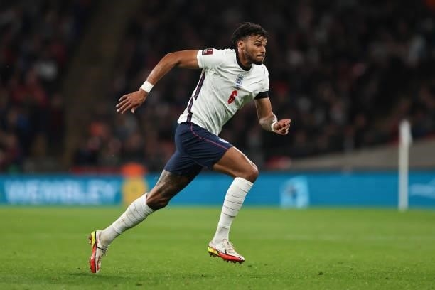 Tyrone Mings of England during the 2022 FIFA World Cup Qualifier match between England and Hungary at Wembley Stadium on October 12, 2021 in London,...