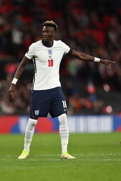 Tammy Abraham of England during the 2022 FIFA World Cup Qualifier match between England and Hungary at Wembley Stadium on October 12, 2021 in London,...