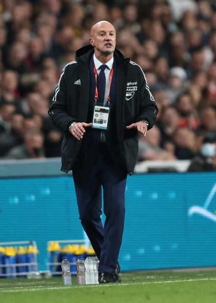 Hungary Head Coach Marco Rossi during the 2022 FIFA World Cup Qualifier match between England and Hungary at Wembley Stadium on October 12, 2021 in...