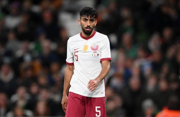 Dublin , Ireland - 12 October 2021; Tarek Salman of Qatar during the international friendly match between Republic of Ireland and Qatar at Aviva...