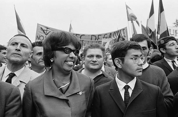 Demonstration in Paris, France On May 30, 1968 - Josephine Baker and "Gaullistes