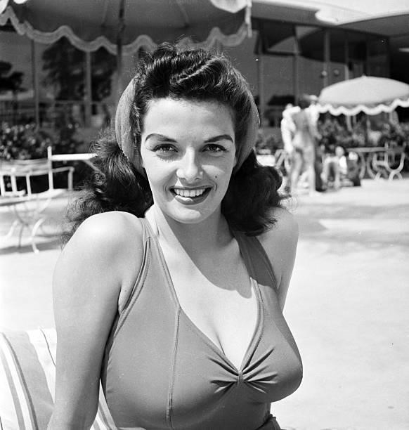 Jane Russell poolside, circa 1950.