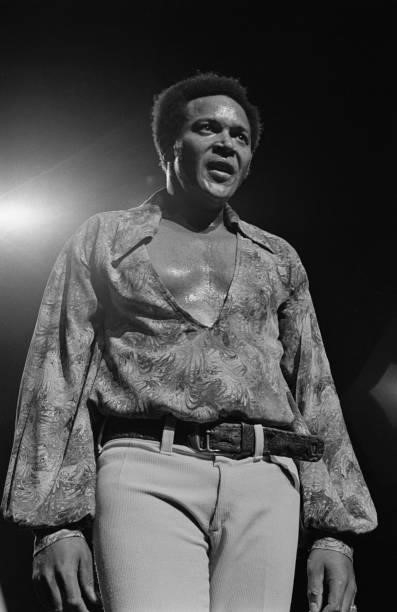 American singer Chubby Checker wearing a shirt open at the collar during one of the 'Rock & Roll Revival' concerts at Madison Square Gardens in New...
