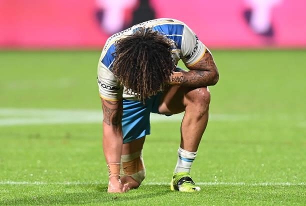 Kevin Proctor of the Titans is dejected after the Titans were defeated by the Storm during the round 13 NRL match between the Melbourne Storm and the...