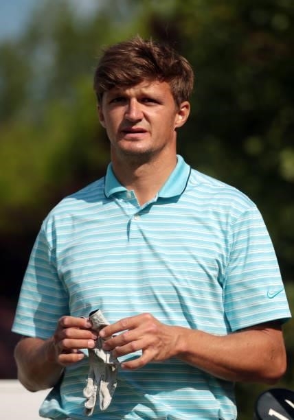 Mateusz Gradecki of Poland arrives for the Day Three of the D+D REAL Czech Challenge at Golf & Spa Kuneticka Hora on June 05, 2021 in Dritec, Hradec...