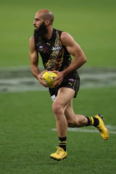 Bachar Houli of the Tigers in action during the round 12 AFL match between the Essendon Bombers and the Richmond Tigers at Optus Stadium on June 05,...
