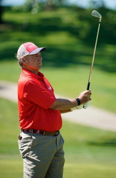 Dicky Pride of the United States hits from the first fairway during the second round of the Principal Charity Classic at Wakonda Club on June 05,...
