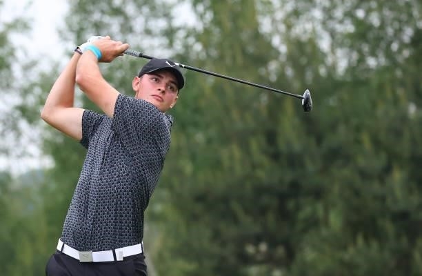 Jannik De Bruyn of Germany tees off on the fourth hole during the first round of the Porsche European Open at Green Eagle Golf Course on June 05,...