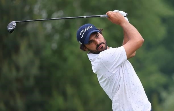 Clement Sordet of France tees off on the fourth hole during the first round of the Porsche European Open at Green Eagle Golf Course on June 05, 2021...