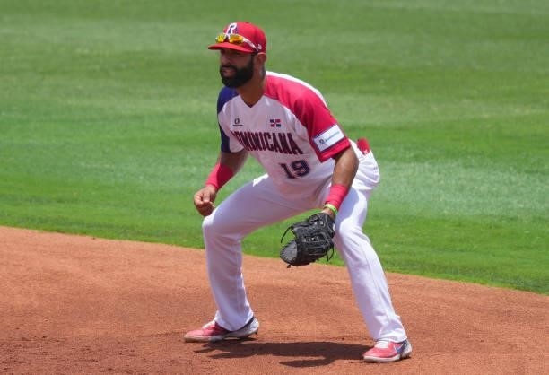 José Bautista of Dominican Republic awaits the pitch in the second inning against Canada during the WBSC Baseball Americas Qualifier Super Round at...
