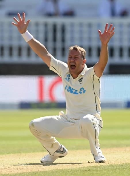 Neil Wagner of New Zealand appeals unsuccessfully during Day 4 of the First LV= Insurance Test match between England and New Zealand at Lord's...
