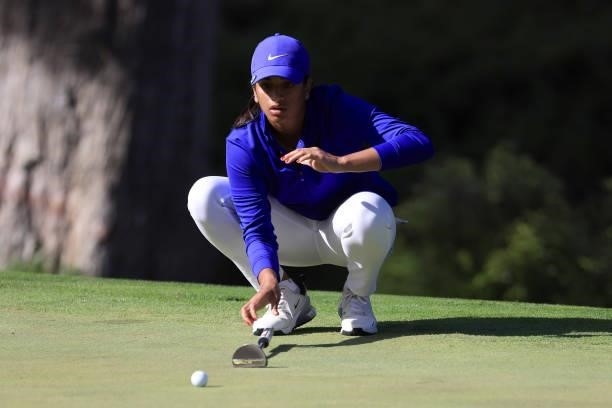 Megha Ganne of the United States lines up her putt on the 13th hole during the third round of the 76th U.S. Women's Open Championship at The Olympic...