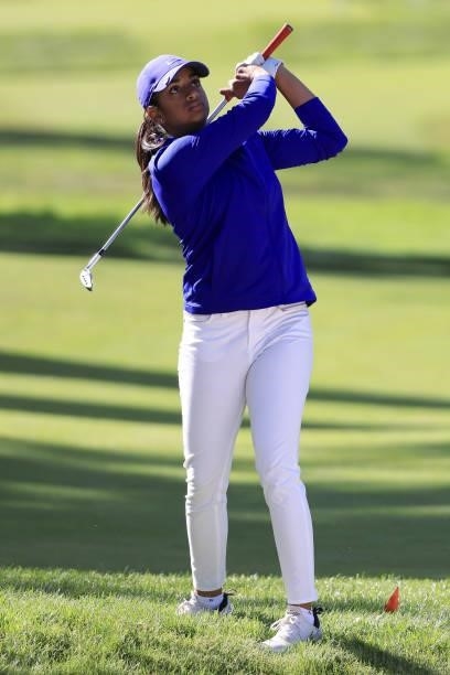 Megha Ganne of the United States hits an approach shot on the 13th hole during the third round of the 76th U.S. Women's Open Championship at The...