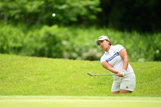 Ai Suzuki of Japan chips onto the 3rd green during the final round of Yonex Ladies at Yonex Country Club on June 6, 2021 in Nagaoka, Niigata, Japan.