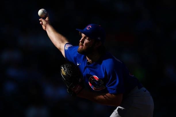 Kohl Stewart of the Chicago Cubs pitches during the game between the Chicago Cubs and the San Francisco Giants at Oracle Park on Saturday, June 5,...