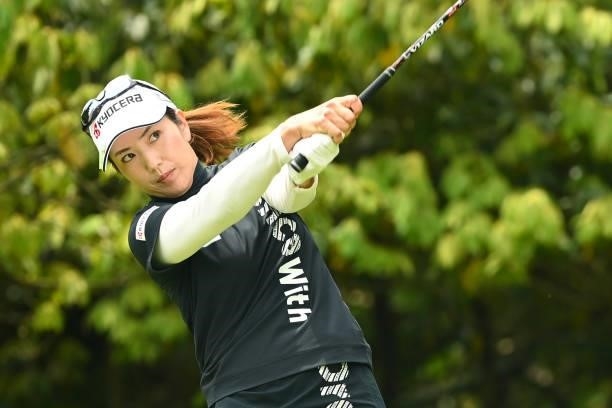 Ritsuko Ryu of Japan hits her tee shot on the 4th hole during the final round of Yonex Ladies at Yonex Country Club on June 6, 2021 in Nagaoka,...