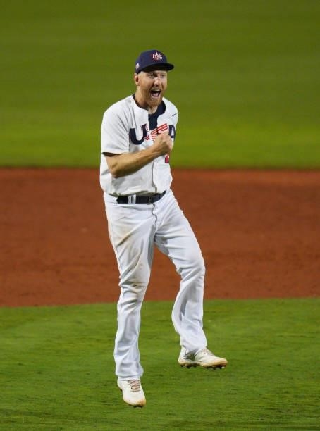 Todd Frazier of United States reacts after throwing the final out to first base to defeat Venezuela by score of 4-2 during the WBSC Baseball Americas...