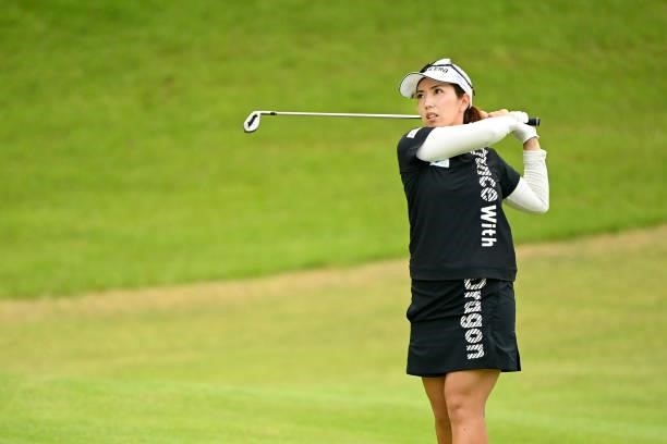 Ritsuko Ryu of Japan hits her second shot on the 9th hole during the final round of Yonex Ladies at Yonex Country Club on June 6, 2021 in Nagaoka,...