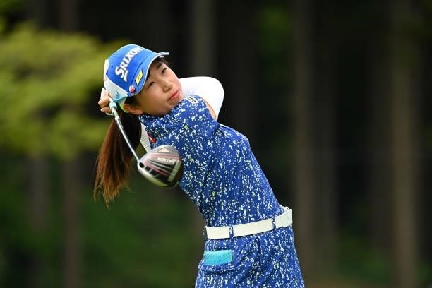 Nana Suganuma of Japan hits her tee shot on the 18th hole during the final round of Yonex Ladies at Yonex Country Club on June 6, 2021 in Nagaoka,...