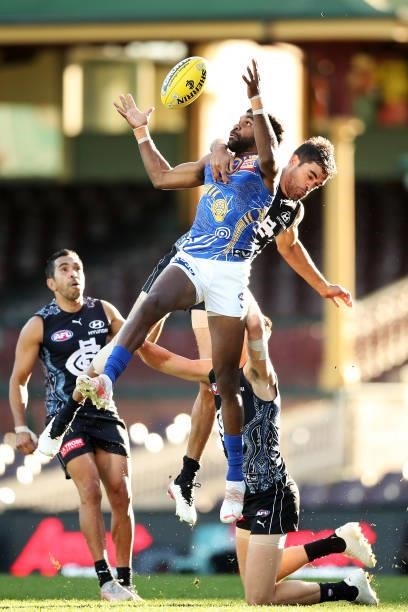 Liam Ryan of the Eagles takes a mark during the round 12 AFL match between the Carlton Blues and the West Coast Eagles at Sydney Cricket Ground on...