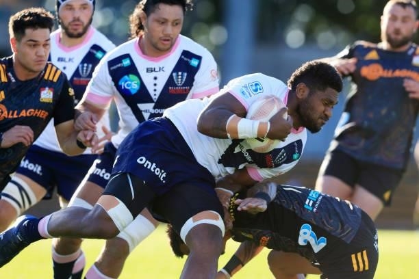 Isi Naisarani of the Rebels is tackled during the round four Super Rugby Trans-Tasman match between the Chiefs and the Melbourne Rebels at Leichhardt...