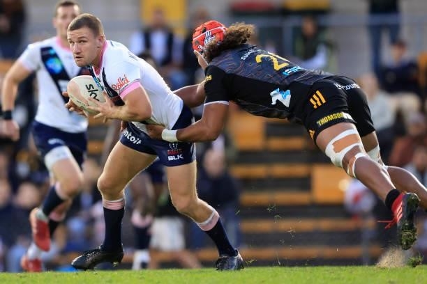 James Tuttle of the Rebels looks to pass during the round four Super Rugby Trans-Tasman match between the Chiefs and the Melbourne Rebels at...