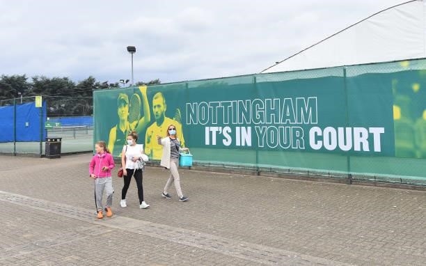Fans arrive during day 2 of the Viking Open at Nottingham Tennis Centre on June 06, 2021 in Nottingham, England.