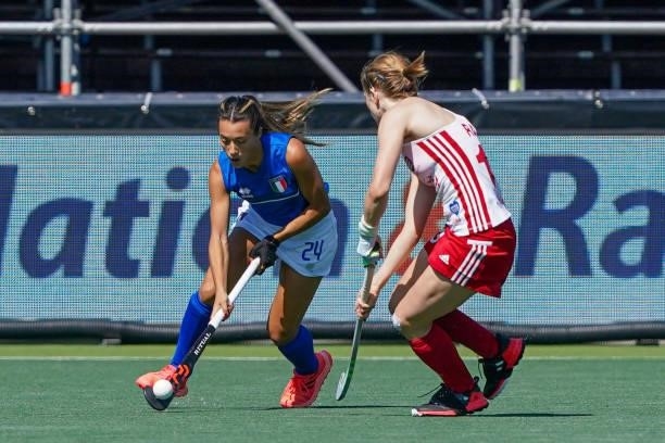 Luciana Fernandez of Italy during the Euro Hockey Championships match between England and Italy at Wagener Stadion on June 6, 2021 in Amstelveen,...