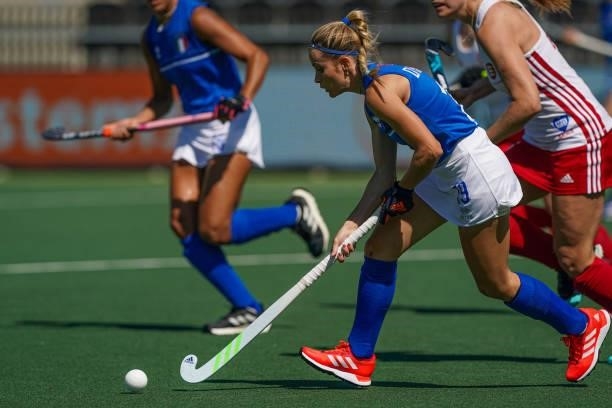Eleonora di Mauro of Italy during the Euro Hockey Championships match between England and Italy at Wagener Stadion on June 6, 2021 in Amstelveen,...