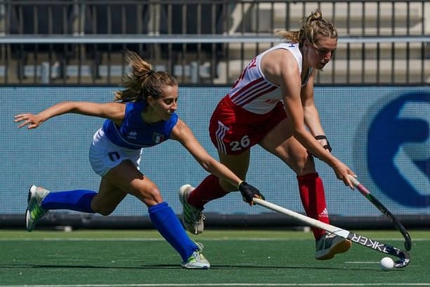 Lily Owsley of England during the Euro Hockey Championships match between England and Italy at Wagener Stadion on June 6, 2021 in Amstelveen,...