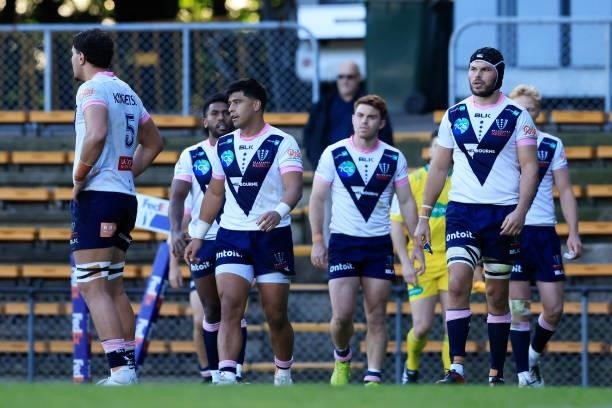 The Rebels look on after a Chiefs try during the round four Super Rugby Trans-Tasman match between the Chiefs and the Melbourne Rebels at Leichhardt...