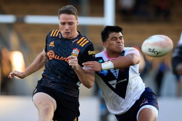 George Worth of the Rebels gets a kick away during the round four Super Rugby Trans-Tasman match between the Chiefs and the Melbourne Rebels at...