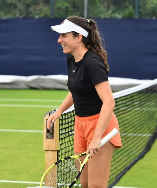 Johanna Konta takes part in a training session during day 2 of the Viking Open at Nottingham Tennis Centre on June 06, 2021 in Nottingham, England.