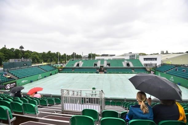 Rain delays play during day 2 of the Viking Open at Nottingham Tennis Centre on June 06, 2021 in Nottingham, England.