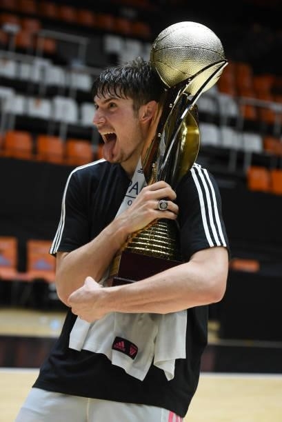 Konstantin Iroslavo Kostadinov, #15 of U18 Real Madridposes with Trophy after the Adidas Next Generation Tournament Championship Game between U18...