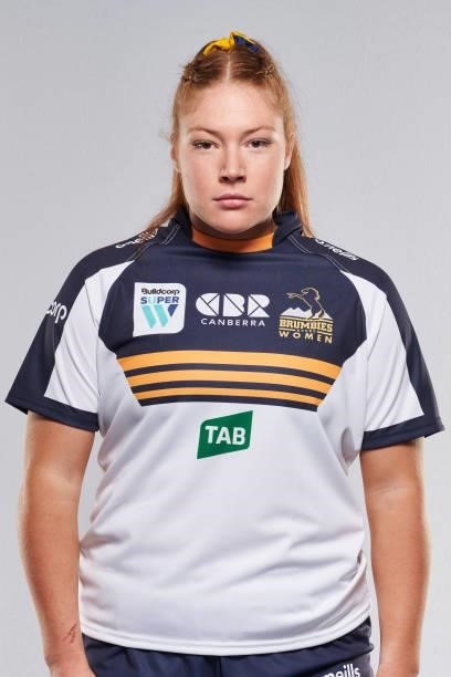 Grace Kemp poses for a photo during the ACT Brumbies Super W headshots session at BrumbiesHQ on June 05, 2021 in Canberra, Australia.