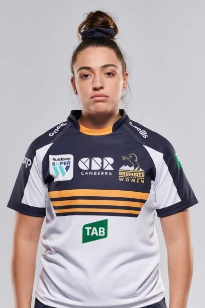 Montana Ojeda poses for a photo during the ACT Brumbies Super W headshots session at BrumbiesHQ on June 05, 2021 in Canberra, Australia.