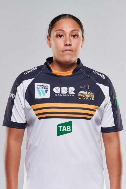 Zali Waihape-Andrews poses for a photo during the ACT Brumbies Super W headshots session at BrumbiesHQ on June 05, 2021 in Canberra, Australia.