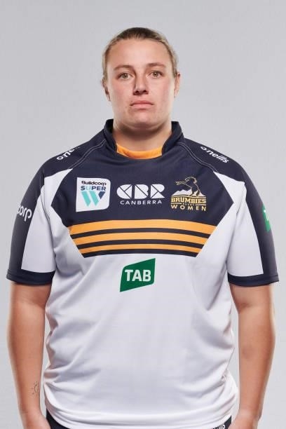 Tayla Stanford poses for a photo during the ACT Brumbies Super W headshots session at BrumbiesHQ on June 05, 2021 in Canberra, Australia.