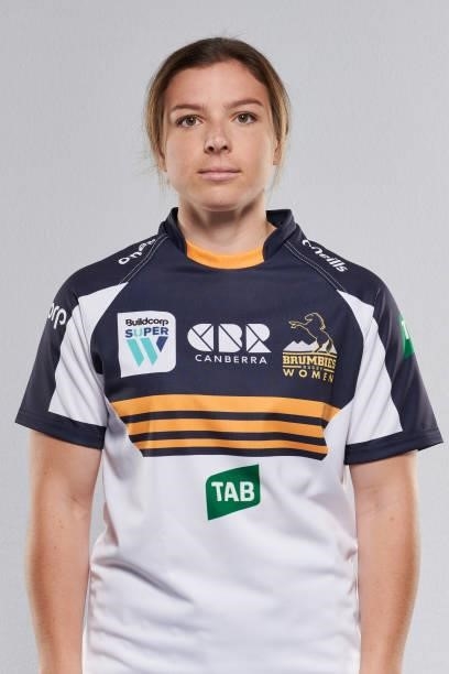 Apryll Green poses for a photo during the ACT Brumbies Super W headshots session at BrumbiesHQ on June 05, 2021 in Canberra, Australia.