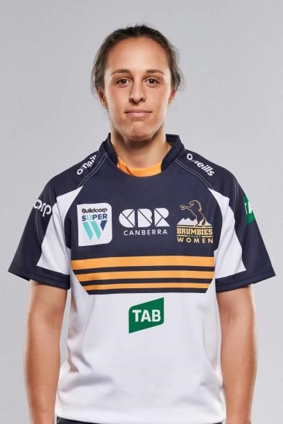 Susannah Cooke poses for a photo during the ACT Brumbies Super W headshots session at BrumbiesHQ on June 05, 2021 in Canberra, Australia.