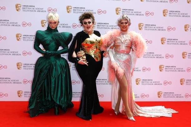 Bimini Bon Boulash, Lawrence Chaney and Awhora attend the Virgin Media British Academy Television Awards 2021 at Television Centre on June 06, 2021...