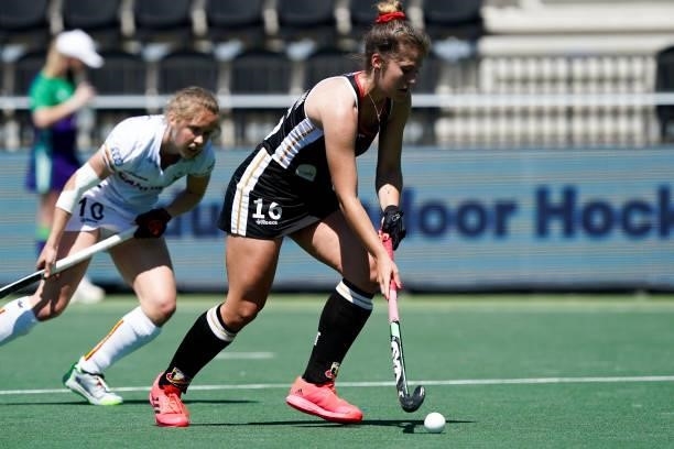 Sonja Zimmermann of Germany during the Euro Hockey Championships match between Germany and Belgium at Wagener Stadion on June 6, 2021 in Amstelveen,...
