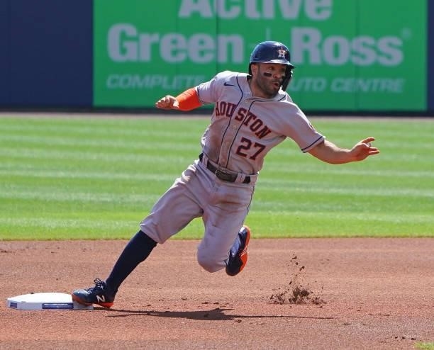 Jose Altuve of the Houston Astros during the game against the Toronto Blue Jays at Sahlen Field on June 5, 2021 in Buffalo, New York.