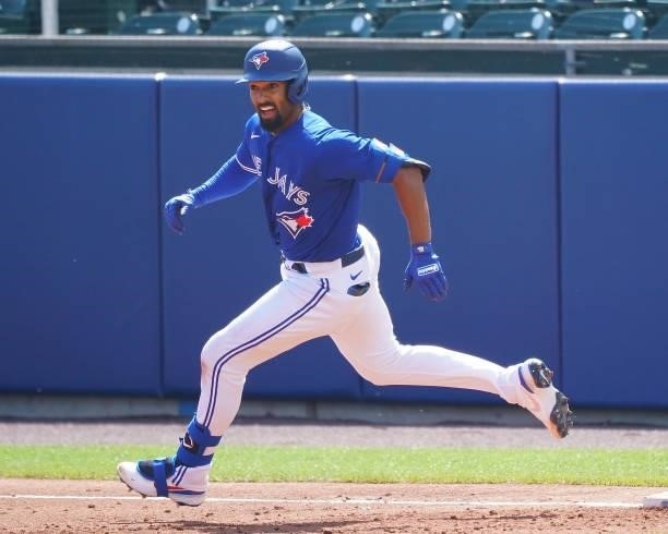 Marcus Semien of the Toronto Blue Jays during the game against the Houston Astros at Sahlen Field on June 5, 2021 in Buffalo, New York.
