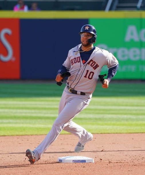 Yuli Gurriel of the Houston Astros during the game against the Toronto Blue Jays at Sahlen Field on June 5, 2021 in Buffalo, New York.
