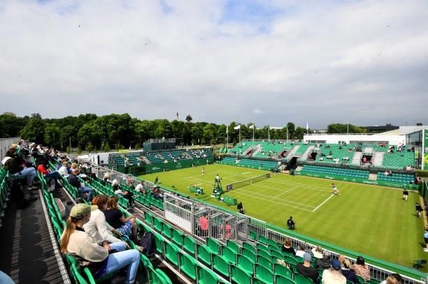 General view as Jodie Burrage plays against Kristie Ahn during day 2 of the Viking Open at Nottingham Tennis Centre on June 06, 2021 in Nottingham,...